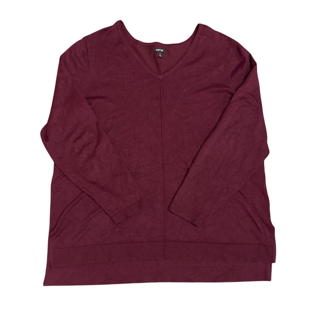 Apt 9 Womens V-Neck‎ Sweater Plus Size 2X Burgundy Maroon Rayon Blend Knit Top